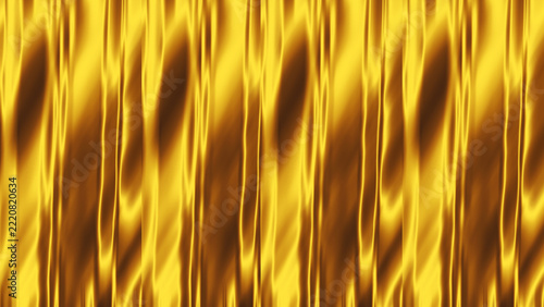 Glossy golden satin and silk vertical drapes