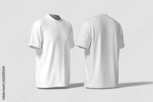 Plain White T-Shirt Mockup Front and Back View on Gray Background