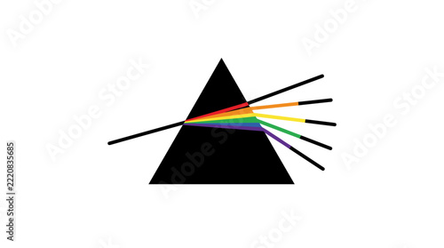 Prism refracting light into a spectrum of colors.