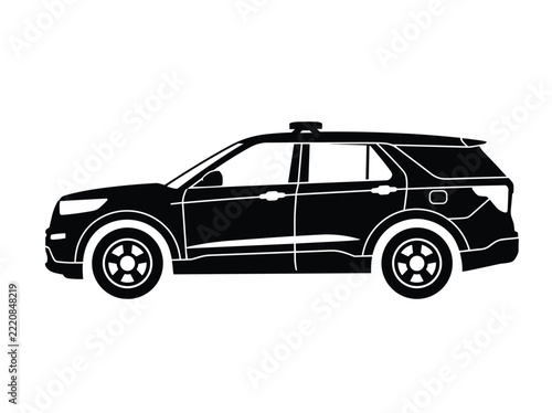 Police SUV Patrol Vehicle Silhouette Side Profile Vector Graphic