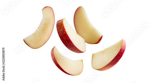 Fresh red apple slices arranged in a group