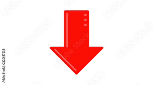 Red Down Arrow Icon on White Background