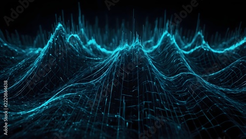 Futuristic Blue Particle Wave with Digital Energy Flow