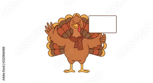 Thanks Giving Day Cartoon turkey standing with a small box