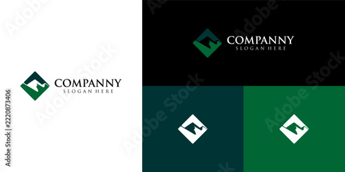 Minimalist Diamond Shape Mountain Landscape Icon Vector Logo