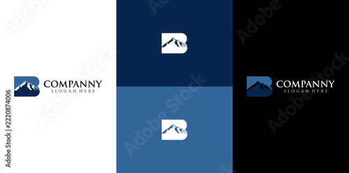 Modern Letter B Mountain Landscape Vector Monogram Logo
