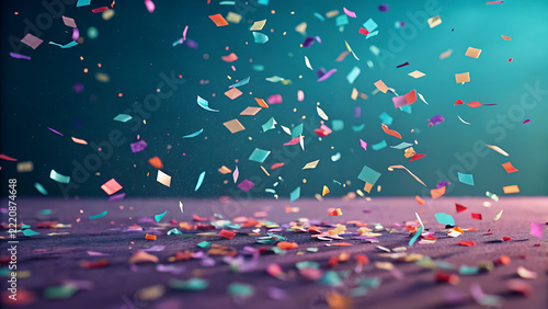 Colorful Confetti Falling on Dark Surface during Festive Celebration
