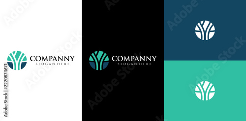 Abstract Circle Tree Branches Nature Logo Design