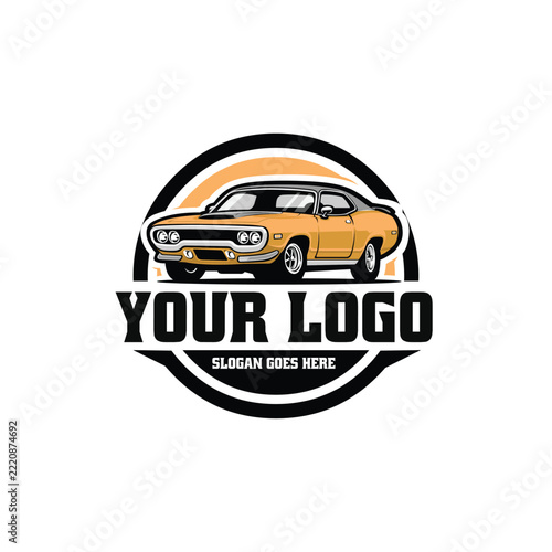 Classic Muscle Car Automotive Logo Vector Isolated. Best for Garage and Restomod Logo Design