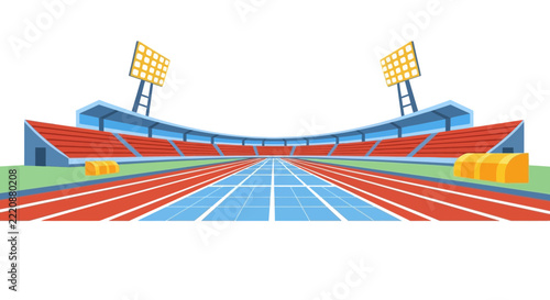 Athletics Stadium with Running Track Vector Illustration