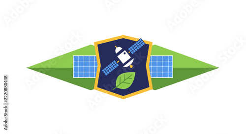 Satellite Technology and Environmental Protection Shield Vector Icon
