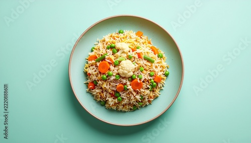 Delicious Vegetable Fried Rice Served on a Plate.
