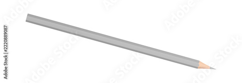 Bright Gray sharp wooden pencil isolated on pure white background. Minimalist stationery accessory asset for e-commerce product card, school promo design, and creative layout with copy space