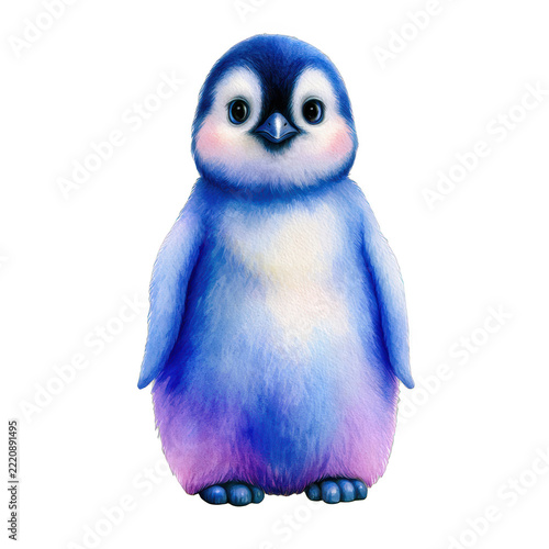 Chubby penguin standing, isolated on transparent background