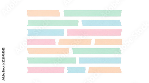 Pastel washi tape strips isolated on transparent background
