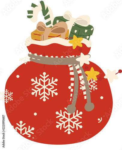 Illustrated Christmas Gift Sack With Presents