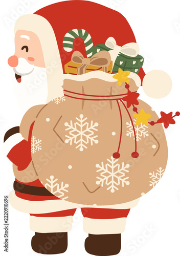 Cute Cartoon Santa Claus Holding Ornament