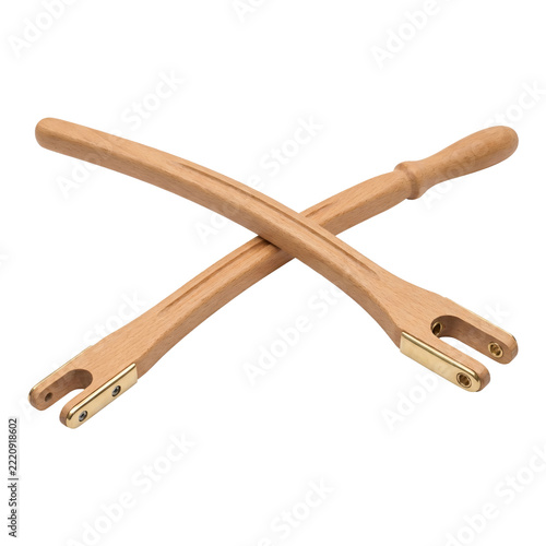 Light wooden tiller for sailing, isolated on transparent background