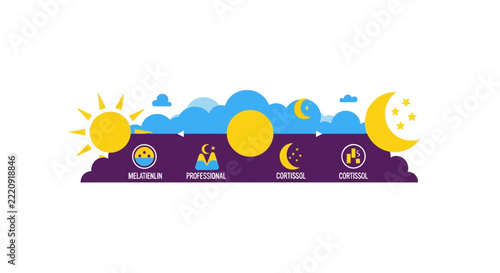 Circadian Rhythm Infographic with Melatonin and Cortisol Cycles
