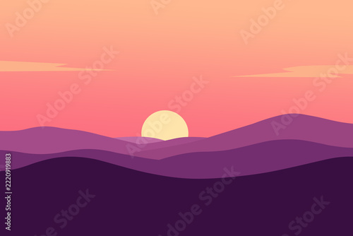 Sunset in the mountains wallpaper