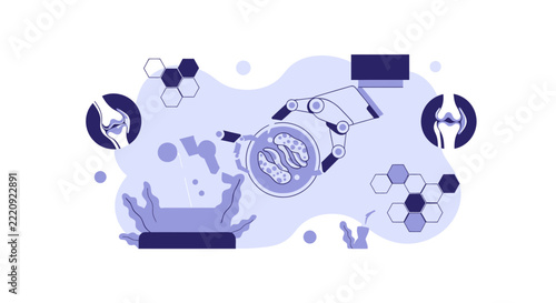 Robotic Surgery and Bioengineering Illustration for Orthopedic Medicine and Biotech Research