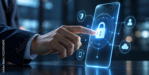 Hand Touching a Digital Smartphone Security Lock