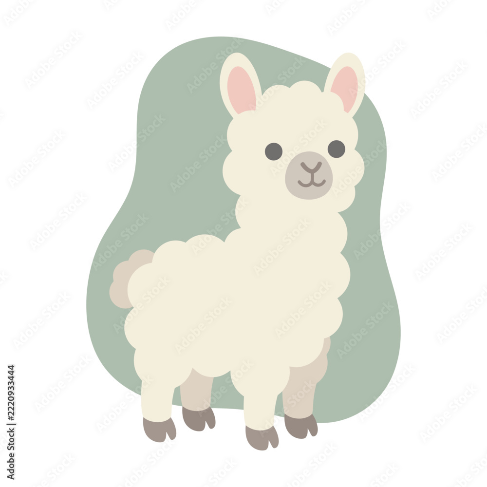 Fototapeta premium Charming Cartoon Llama Illustration A Whimsical Depiction of a Fluffy Andean Camelid, Perfect for Various Designs