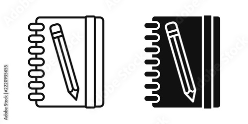 Notebook icon set. Set of Notebook and Pencil Icons Isolated on White Background. for mobile concept and web design. vector illustration