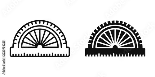 Protractor icon set. Protractor Ruler Math Equipment Icon Set Vector Illustration. for mobile concept and web design. vector illustration