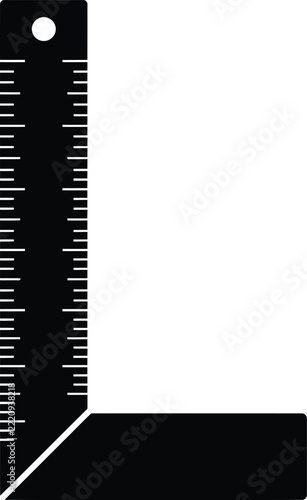 Machinist square ruler icon featuring a black metal layout and measuring tool silhouette illustration isolated on a white background for carpentry, woodworking, and engineering projects