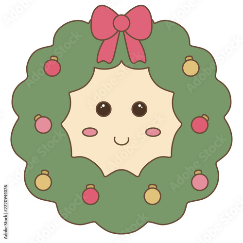 Christmas Wreath Character with Bow and Colorful Ornaments