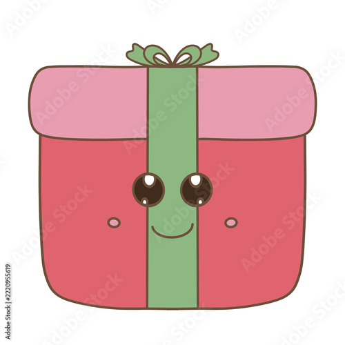 Christmas Gift Box Character with Green Ribbon