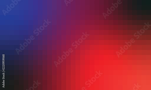 Abstract pixel grid gradient background with blue and red mosaic texture