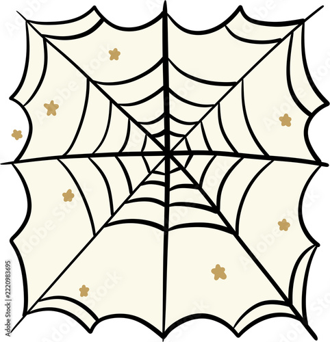 Cute Spooky Spider Web with Small Gold Stars Design for Halloween.