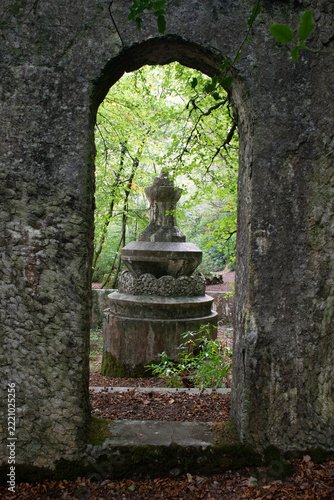 The fountain at the ruined pleasure Tivoli Park in Lerryn Cornwall
