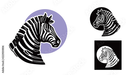 cute zebra head logo, silhouette of strong and brave zebra vector illustrations