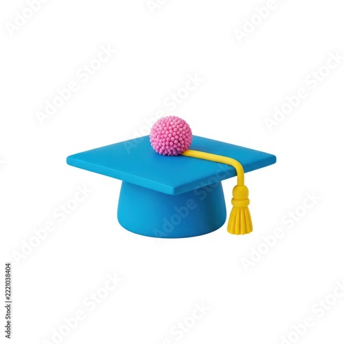 Bright graduation cap with pom pom
