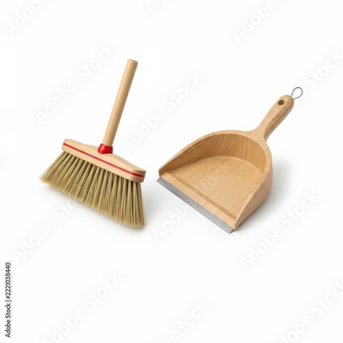 Broom and dustpan cleaning tools set