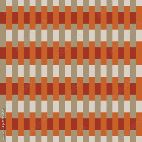 Seamless pattern created from large orange and khaki rectangles and small pale grey and brown rectangles