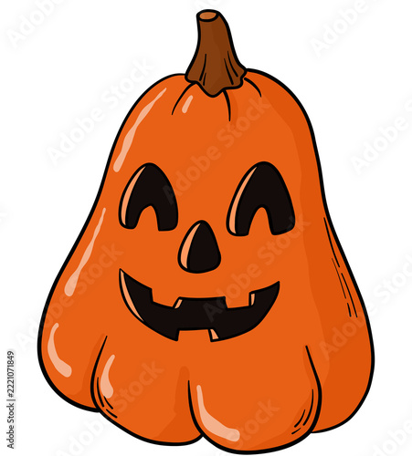 Hand drawn PNG Halloween cartoon element of jack o lantern pumpkin for stickers, prints, cards, kids apparel decor, banners, posters, etc. 
