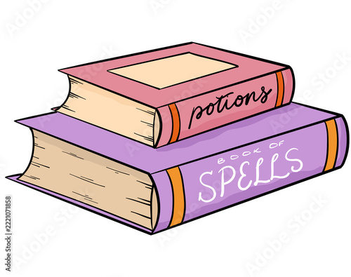 Hand drawn PNG Halloween cartoon element of witchcraft books for stickers, prints, cards, kids apparel decor, banners, posters, etc. 