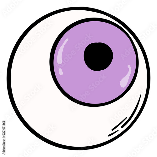 Hand drawn PNG Halloween cartoon element of purple eyeball for stickers, prints, cards, kids apparel decor, banners, posters, etc. 