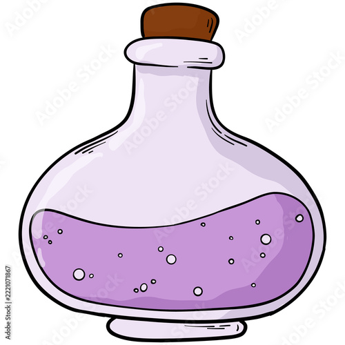 Hand drawn PNG Halloween cartoon element of magic potion bottle for stickers, prints, cards, kids apparel decor, banners, posters, etc. 