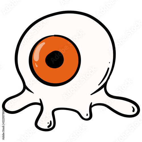 Hand drawn PNG Halloween cartoon element of eyeball for stickers, prints, cards, kids apparel decor, banners, posters, etc. 