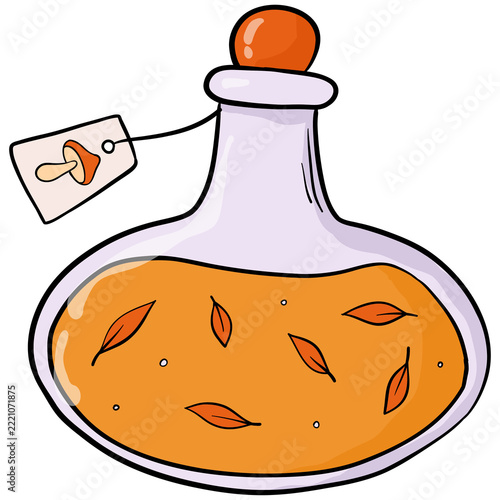 Hand drawn PNG Halloween cartoon element of magic potion bottle for stickers, prints, cards, kids apparel decor, banners, posters, etc. 