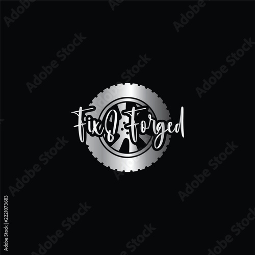 Fix It Forged Vintage Gear Emblem with Industrial Typography on Black Background