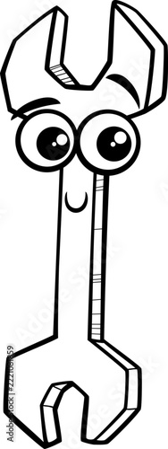 funny cartoon wrench tool character coloring page