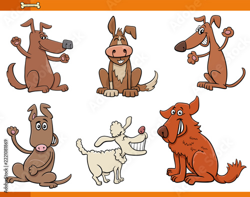 funny cartoon dogs comic animal characters set