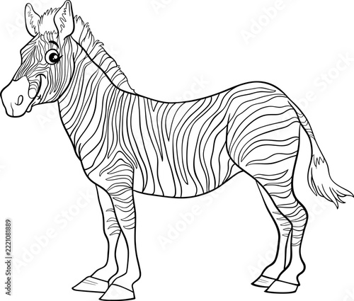funny cartoon zebra wild animal character coloring page