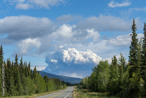 Giant smoke cloud from Tok wildfire in Alaska burning disaster and polluting the air bad for environment